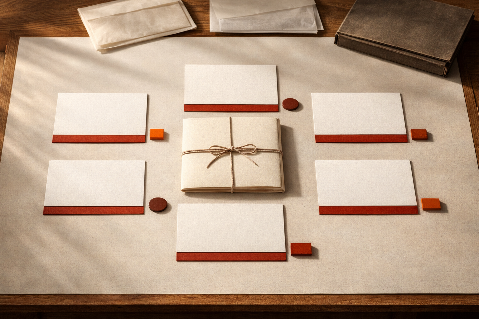 Five blank museum-area cards surround an approved-source folder, while firm borders separate possible assistance from protected decisions.